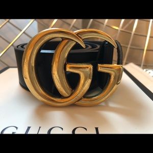 Authentic Gucci Leather Belt with Double G Buckle